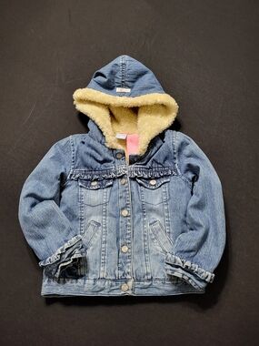 Roxy Light Blue Denim Hooded Jacket with Cream Sherpa